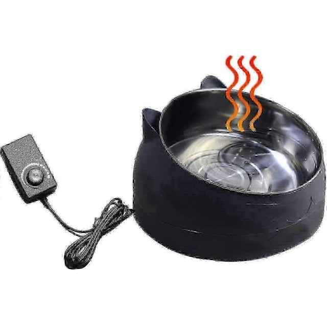 Heated Pet Bowl with Adjustable Temperature 15 Tilt 304 Stainless Steel Constant Temperature Anti-Freezing