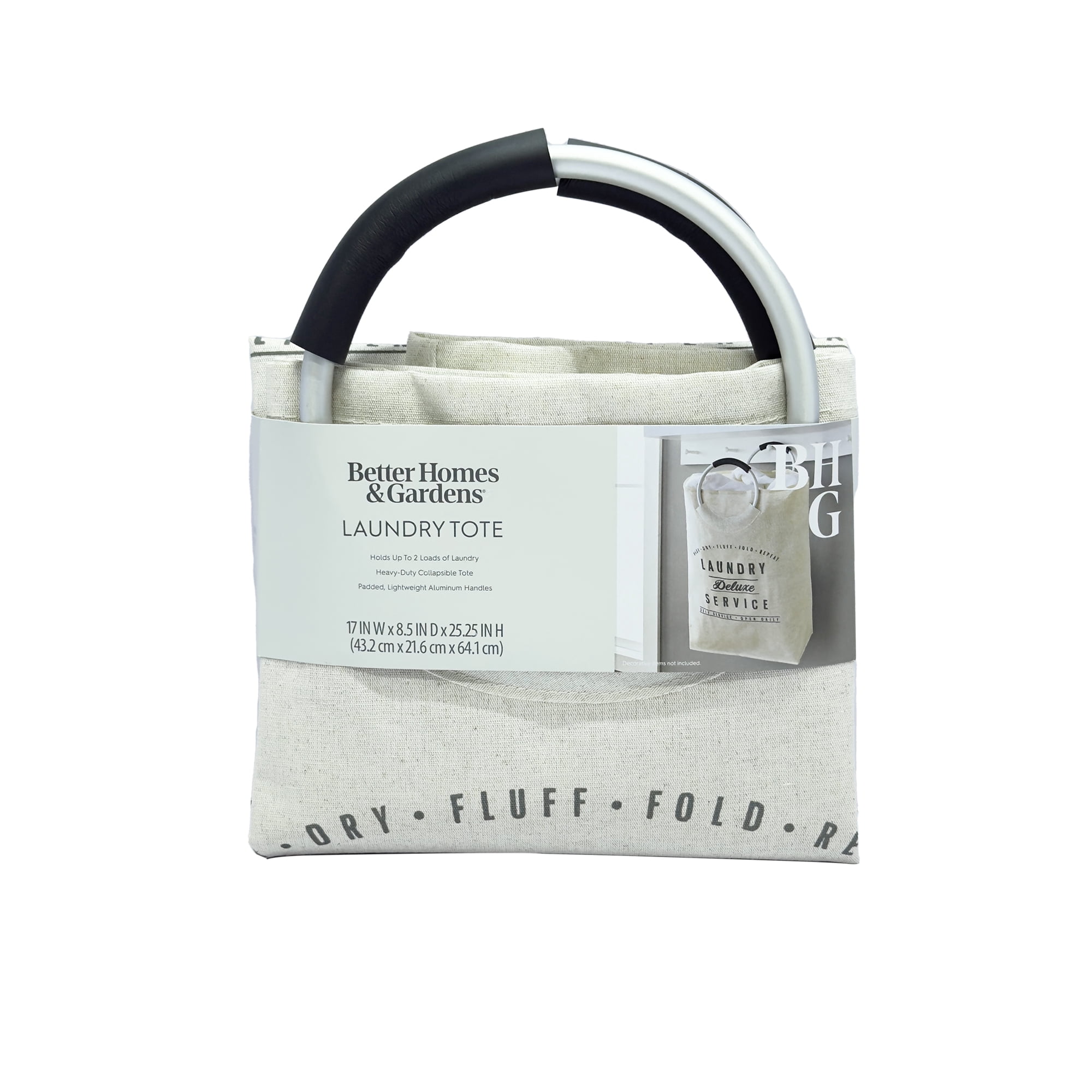 (2 pack) Better Homes & Gardens Laundry Deluxe Service Canvas Tote, Adult, 17 in W x 8.5 in D x 25.25 in H