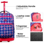 J World Girls and Womens Sundance 20 Rolling Backpack with Laptop Sleeve for School and Travel, Trinket