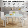 thumbnail image 2 of Lofka Dining Table Set for 4, Modern Glass Kitchen Table and 4 PU Leather Chairs, Breakfast Nook, White, 2 of 9