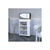 Treevol Furniture, Kitchen Cart Sonex, Length: 14.5", Four Casters, White / Light Oak Finish