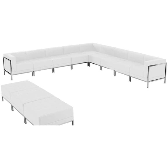 Flash Furniture Imagination 12 Pieces Leather Reception Sofa Set in White