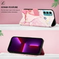 thumbnail image 3 of Allytech Moto G60 Case Wallet,Stylish Marble Folding Kickstand Full Body Protection Shockproof Cards Pocket Wrist Strap Wallet Cover for Motorola Moto G60 - Pink Gold, 3 of 7