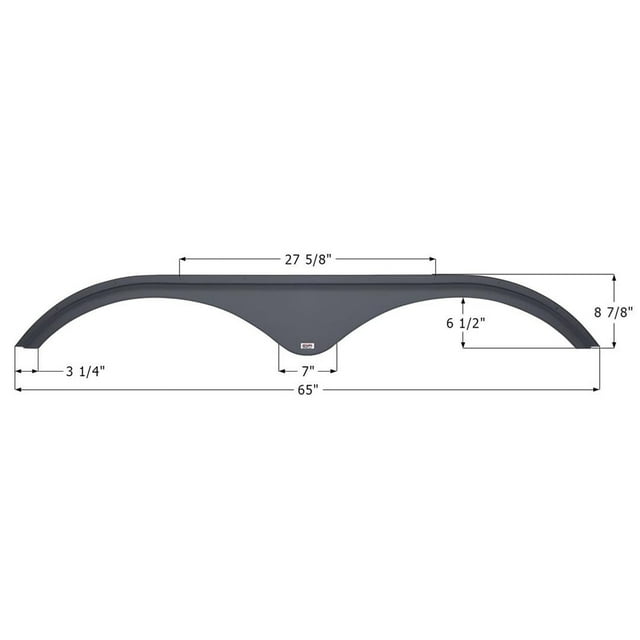 Icon Fender Skirt 14144 Tandem Axle; Fits Certain Pilgrim 5th Wheels Models And Travel Trailers; 65 Inch Length x 8-7/8 Inch Height; Gray; ABS Plastic; Tandem; Single