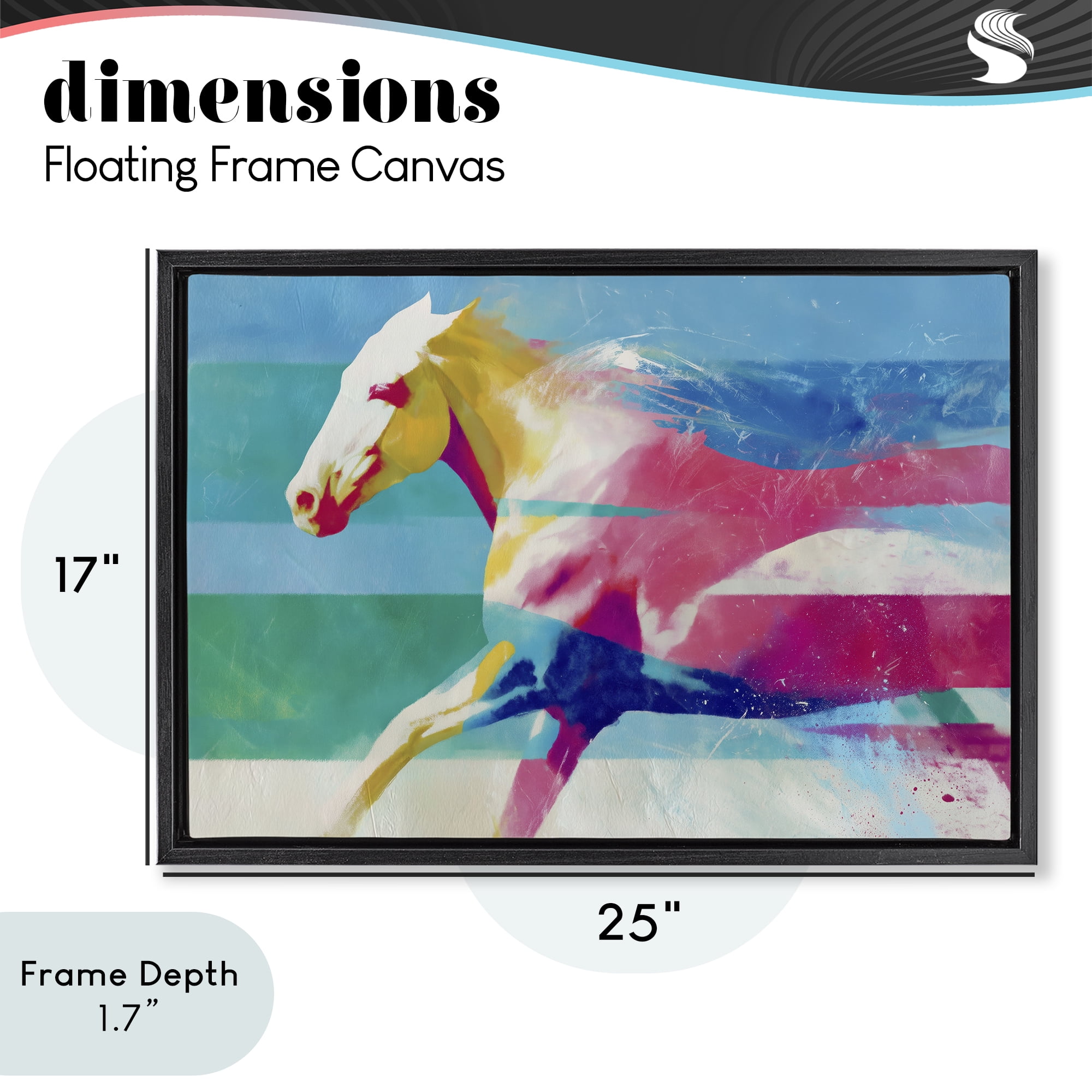 Stupell Industries Abstract Horse In Stripes Black Framed Floater Canvas Wall Art, design by Chromatic Storm Studio