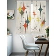 thumbnail image 4 of Multi-Color Diamond Sheer Curtains 63 Inch Length 2 Panels Set Window Treatments, Modern Geometric Middle Century Beige Rod Pocket Semi Curtains for Living Room/Bedroom/Kitchen Décor, 104"W x 63"L, 4 of 7