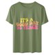 thumbnail image 1 of Jersey suelto para mujer Camiseta de manga corta con cuello redondo y estampado del día del maestro Camiseta de manga corta con cuello redondo/Camisa Pompotops hfajkhk140968, 1 of 1