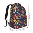 thumbnail image 2 of Zufioo Rock Music Print Casual Student Backpack, Adjustable Shoulder Straps Multi-Function Multi-Pocket Sports Bag Travel Backpack, Unisex-One Size, 2 of 5