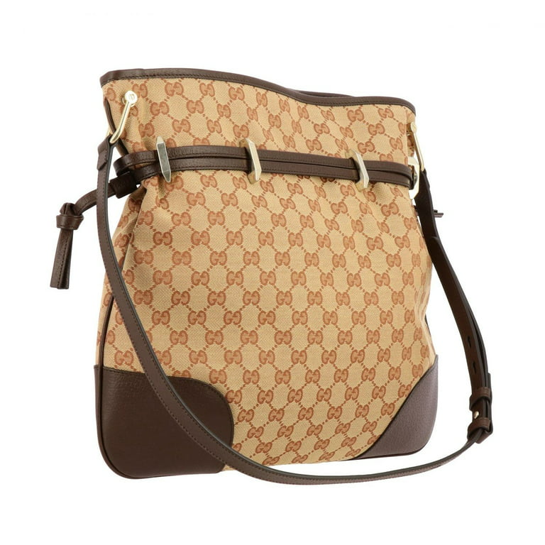 Gucci in GG Brown and Beige Canvas Messenger Bag For Sale at