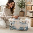 thumbnail image 5 of Vintage Floral Fabric Storage Basket Lined Rectangular Foldable Home Organizer Bin, 5 of 7