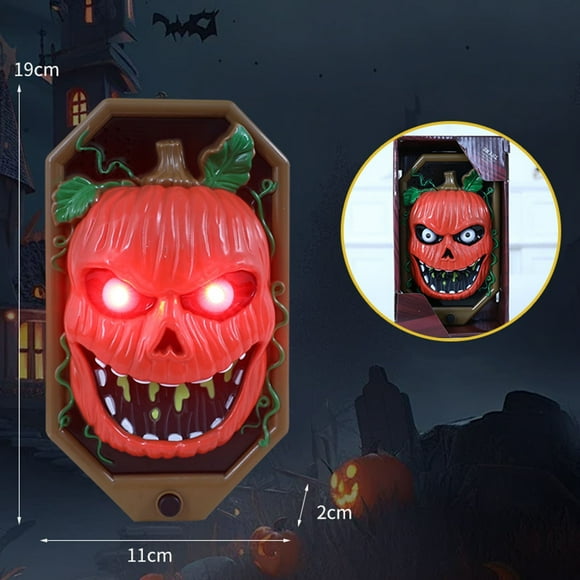 IBaodan Scary Skull Doorbell Halloween Decoration Discount Clearance Animated Skeleton Pumpkin Witch Door Bell with Light Up Eyes Haunted House Prop for Home Party