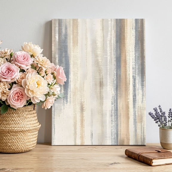 Abstract Beige Canvas Wall Art, Blue Gradient Mottled Texture Modern Art Framed Canvas Wall Decor Picture Print Artwork Decorations for Living Room Office Ready to Hang 24" x 18"