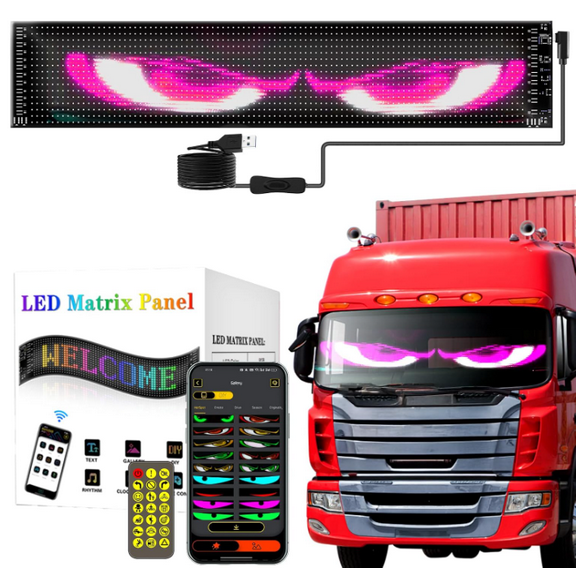 Devil Eyes Light for Cars - Colorful LED Display for Car Windows, Programmable Soft Screen (2.8 * 6.8 in)