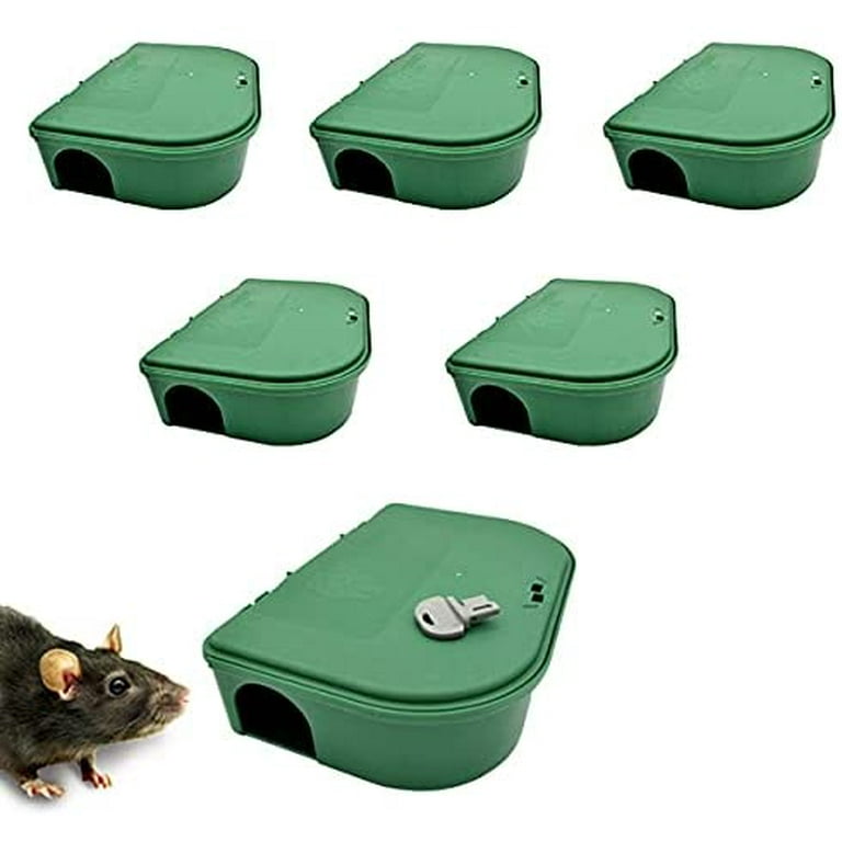 Exterminators Choice Green Bait Boxes | Includes Six Bait Boxes and One Key  | Heavy Duty Box to Control Rats, Mice and Other Pests