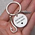 thumbnail image 3 of 2pcs Simple Stainless Steel You're My Best Catch Letters Fish Fishhook Pendant Keychain for Women Men Punk Keyring, 3 of 5