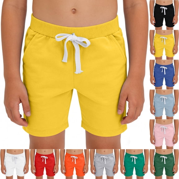 LIBRCLO Swim Trunks for Kids Boys Thin Quick Dry Board Shorts with Pockets Lightweight Breathable Summer Beach Shorts Yellow 8-9Years