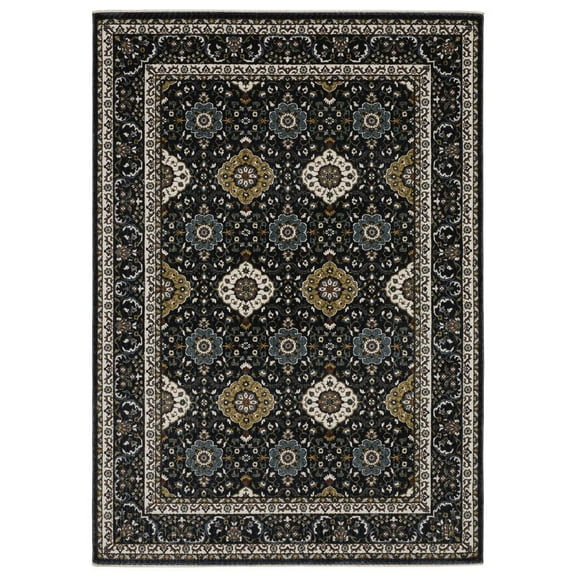 Oriental Weavers Vivian Area Rug - VI04C - 3'10" x 5'5" - in Navy/ Gold - Vintage Inspired, Stain Resistant, Family and Pet Friendly , Entrway, Bedroom Rug