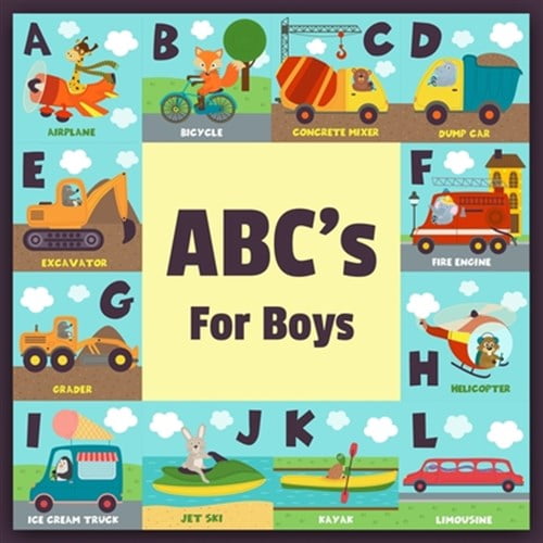 Pre-Owned ABC's For Boys: Full Color Alphabet Learning Book, Baby Book, Children's Book, Toddler Book, Car Truck Air Plane Motorcycle With Fun A