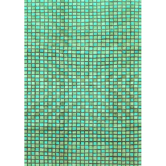 Ahgly Company Machine Washable Indoor Rectangle Abstract Turquoise Blue Modern Area Rugs, 4' x 6'