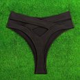 thumbnail image 4 of Hduncf Women's Twist Bikini Bottom Moderate High Cut Swimsuit Bottom Cross V Cut Ruched Ruffles Bathing Suit Bottoms Black XL, 4 of 7