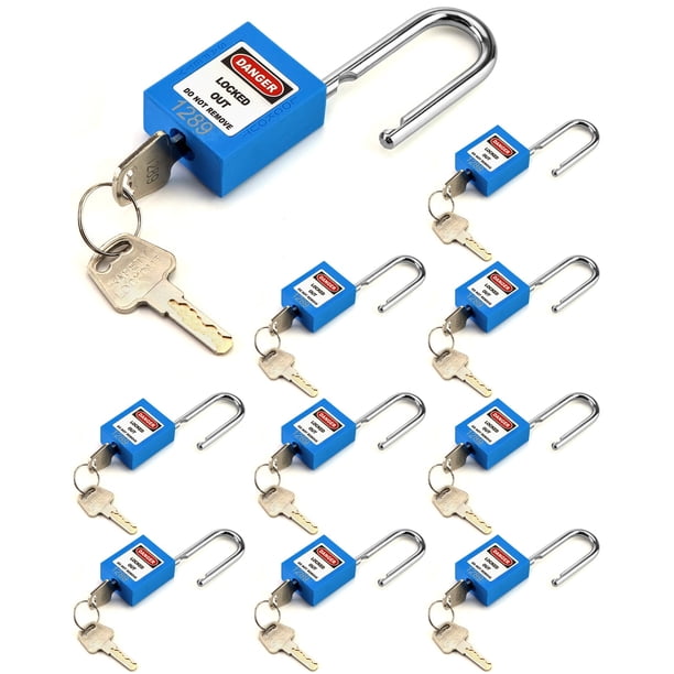 Candado de seguridad QWORK Lockout Tagout 10 azul con 20 llaves
