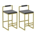 thumbnail image 5 of Set of 2 Bar Stools with Backrest & Footrest, Modern Velvet Counter Height Kitchen Island Stools, Gold Metal Frame & Gray Upholstered Dining Chairs for Home & Office, 5 of 13