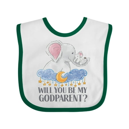 

Inktastic Will You Be My Godparent Elephants Moon and Stars Gift Baby Boy or Baby Girl Bib