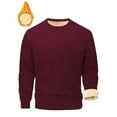 thumbnail image 5 of hlysgo Mens Fleece Lined Long Sleeve Shirts Fit Solid Color Crewneck Sweatshirts Warm Winter Pullover Tops Thermal Going Out Basic Tees Wine L, 5 of 5