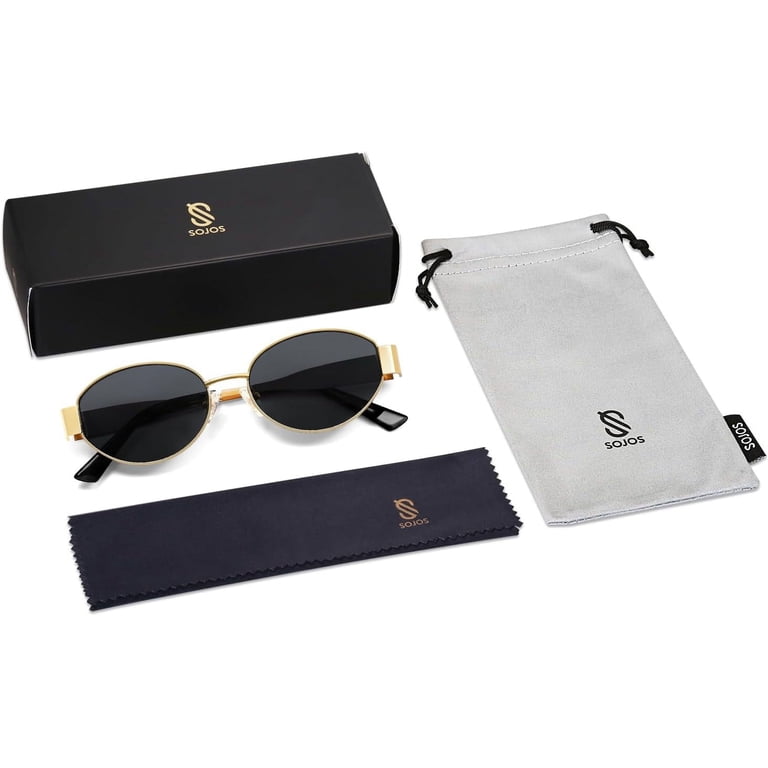 DUANHUI UV400 Protection Unisex Retro Oval Sunglasses, Gold  display picture 1