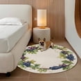 thumbnail image 2 of Summer Grape Wreath Round Area&nbsp;Rug 8ft Retro Watercolor Purple Grapes Green Leaf Linen Non-Slip&nbsp;Washable Circle Rugs Soft Felt Indoor Floor Mat for Bedroom Kitchen Living Room Bathroom, 2 of 9