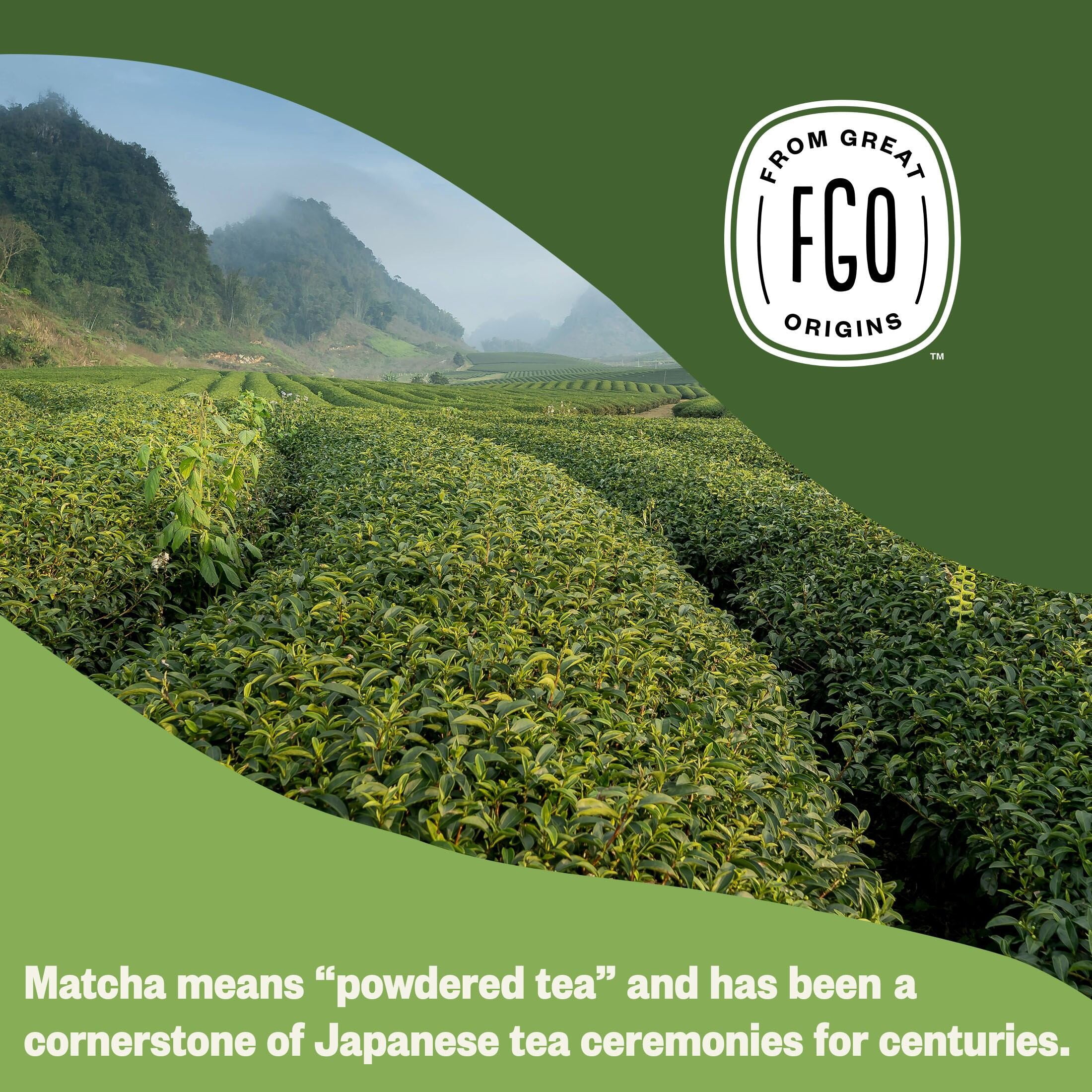 FGO Matcha + Green Tea Bags, Organic, Eco-Conscious (100 Count)