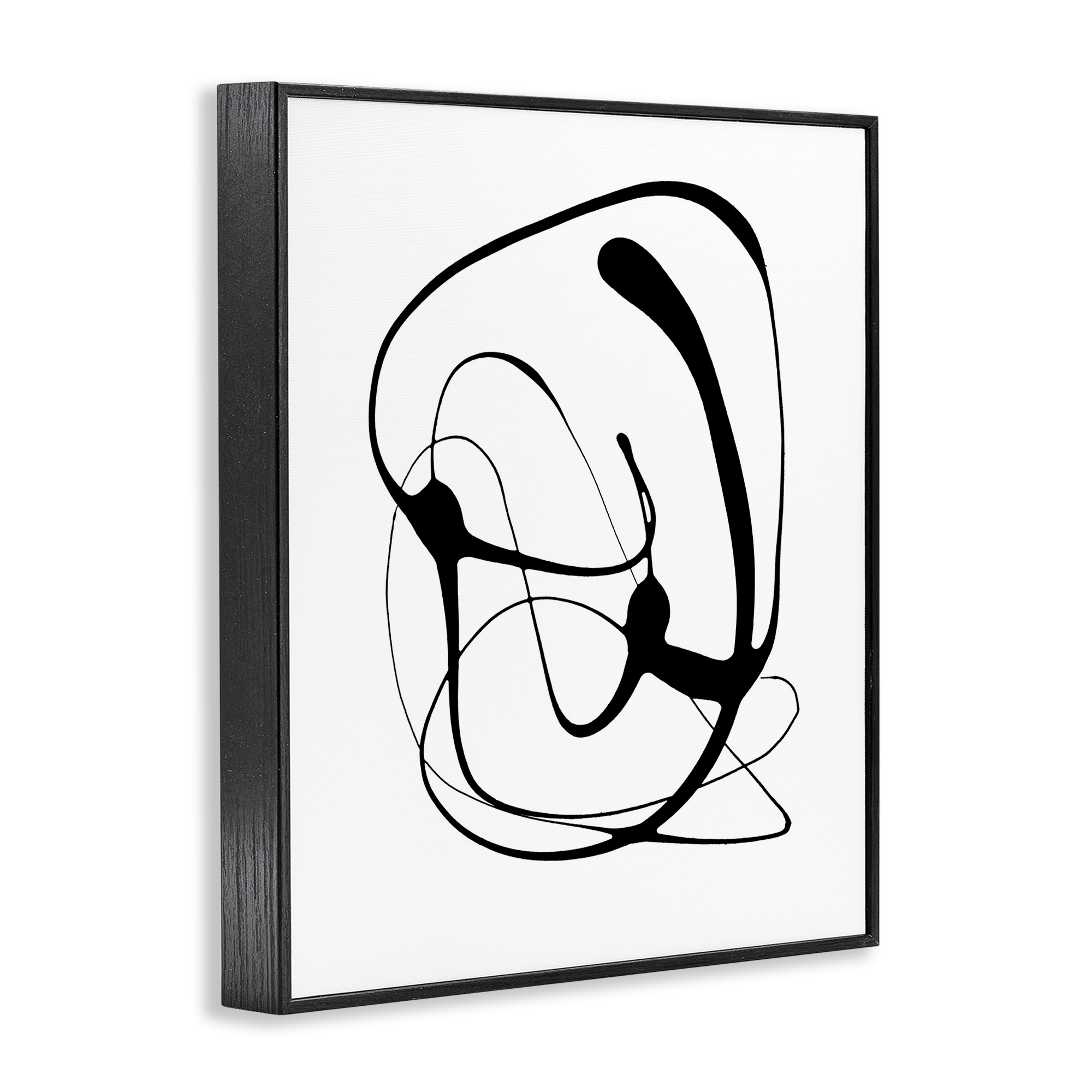 Stupell Industries Black Modern Swirl Abstract Painting Black Framed Art Print Wall Art, 16 x 20