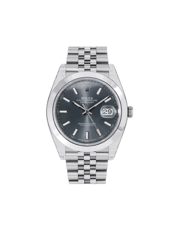 Pre-Owned Rolex Datejust 41 126300 41 mm Dark Rhodium Dial Stainless Steel Jubilee Bracelet Men’s Watch