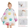 thumbnail image 6 of Colorful Dog Paw Footprint Blanket Hoodies for Kids 6-13YR Oversize Wearable Blanket Hoodies for Boys Girls Teens, 6 of 7