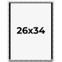 26x34 Frame Brushed Silver Solid Wood Picture Frame | 0.75 Inch Moulding Width | Rabbet Depth 0.75
