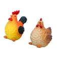 thumbnail image 4 of Figuras en miniatura de pollo 2x Decoración de la forma de flores Resina Decoración decorativa Decoración Estatuas de jardín para el porche para el Naranja y marrón, 4 of 8