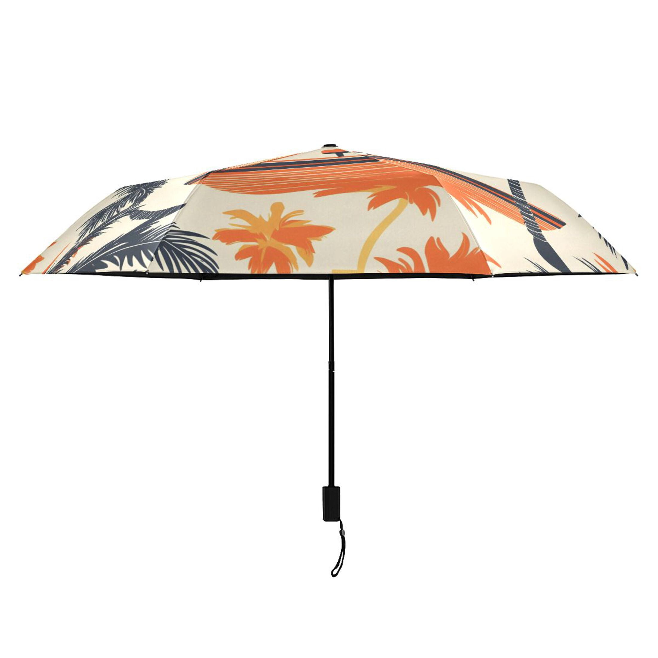 ALAZA Tropical Tree Boats UPF 50+ Compact Folding Umbrella for Rain Travel Umbrella Packable