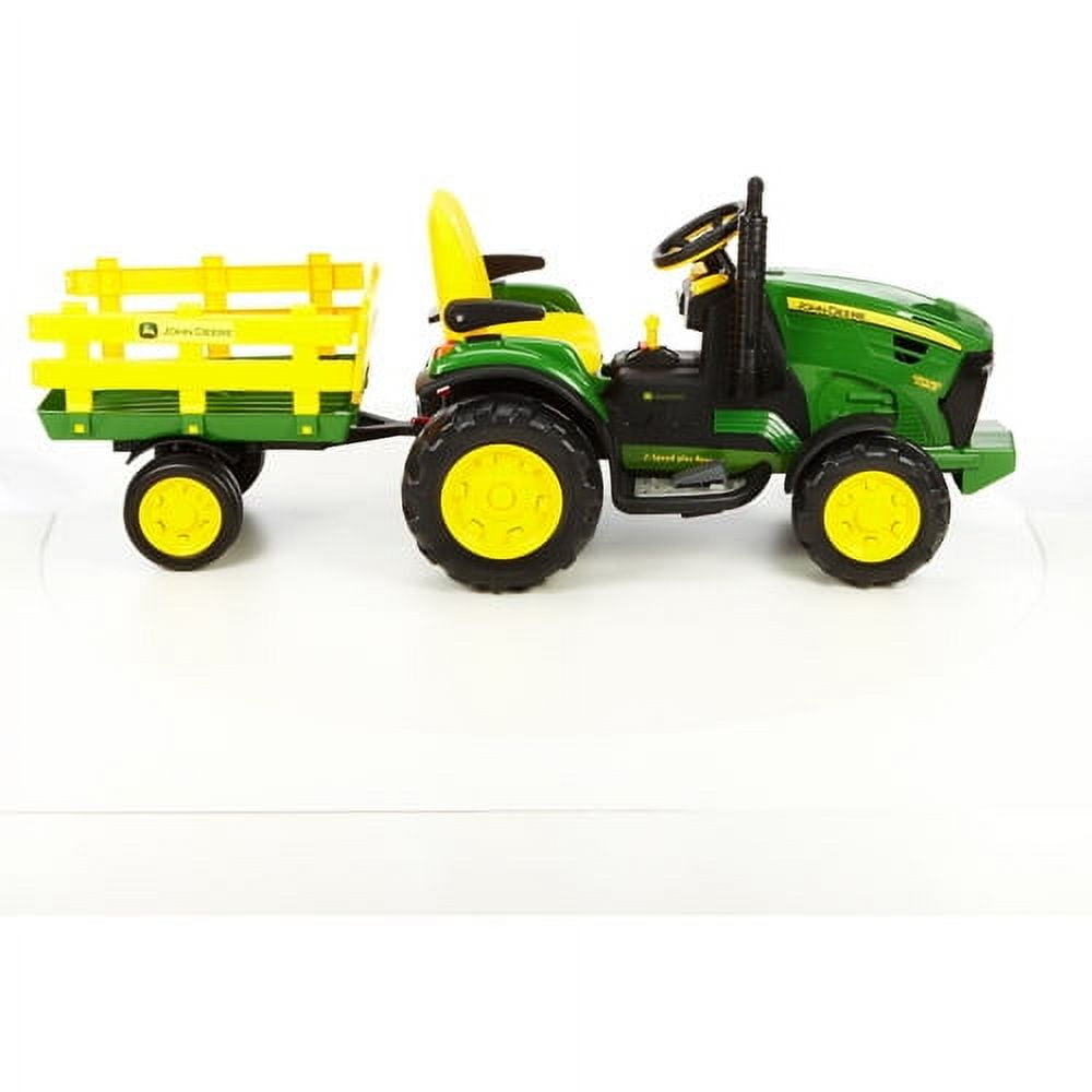 Peg Perego 12V John Deere Ground Force Kids Battery Powered Tractor Ride on with Detachable Trailer for Ages 3 7 Walmart
