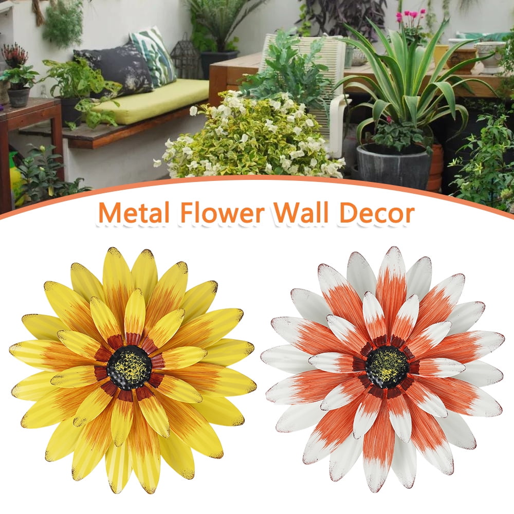 Willstar Large Metal Flower Wall Decor,Daisy Decorative Iron floral wall art Indoor or Outdoor