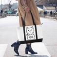 thumbnail image 4 of FORMRS Canvas Laptop Tote Bag for Women with 15.6" Computer Compartments Shoulder Handbag, Cute Chubby Cat, 4 of 7