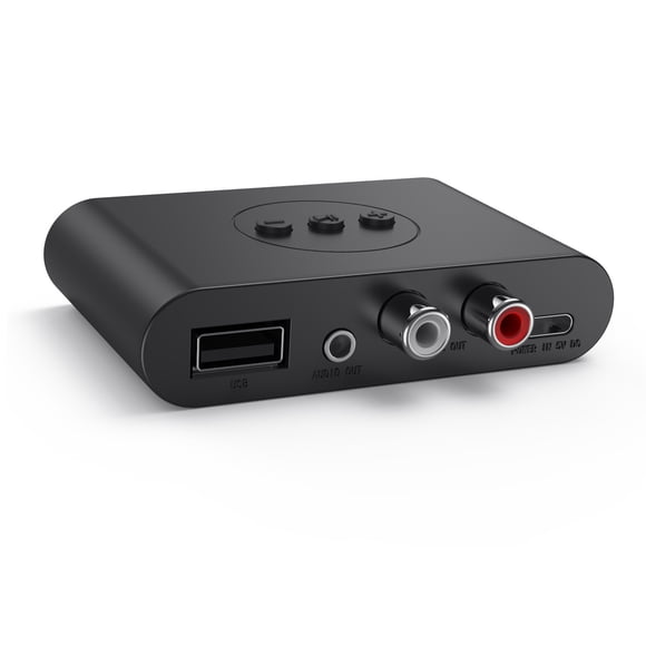 Receptor NFC Bluetooth 5.2 con conector RCA de 3,5 mm y 2 salidas, compatible con reproducción de disco U, adaptador de sonido USB Bluetooth para altavoces de coche