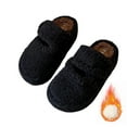 thumbnail image 6 of Viluyesy Platform Slippers for Womens, Fleece Lining Memory Foam Cozy Warm Winetr Fuzzy Shoes with Hook Loop Black, 6 of 7