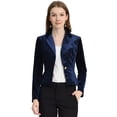 thumbnail image 1 of INSPIRE CHIC Chaqueta De Traje De Oficina De Negocios Con Solapa Y 1 Botón De Terciopelo Para Mujer azul marino L, 1 of 5