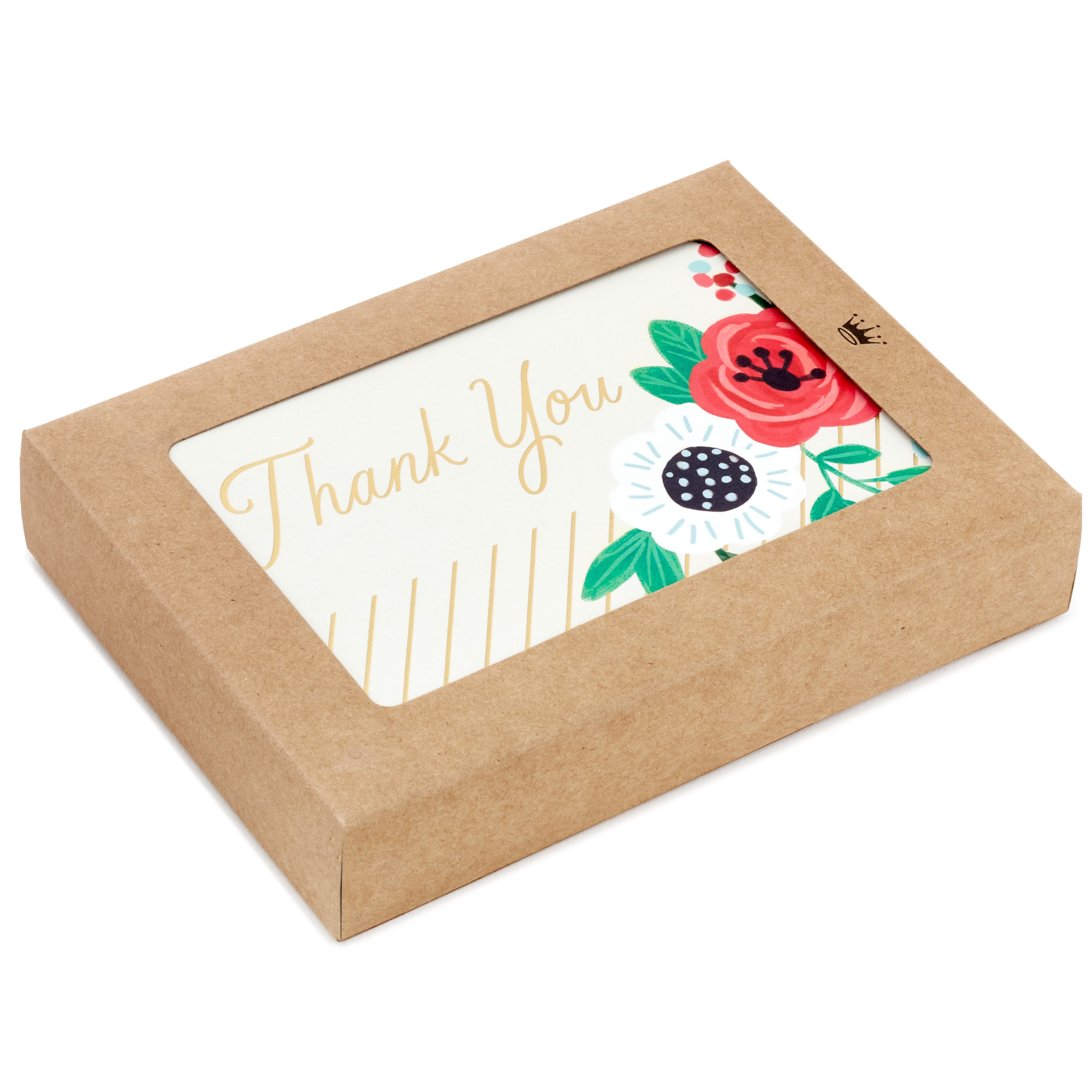 Hallmark Blank Thank-You Notes, Floral and Gold Stripe, 24 ct.