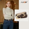 thumbnail image 2 of SUOSDEY Women Leather Belts for Jeans Dress Pants Coffee Ladies Skinny Belt, 2 of 7
