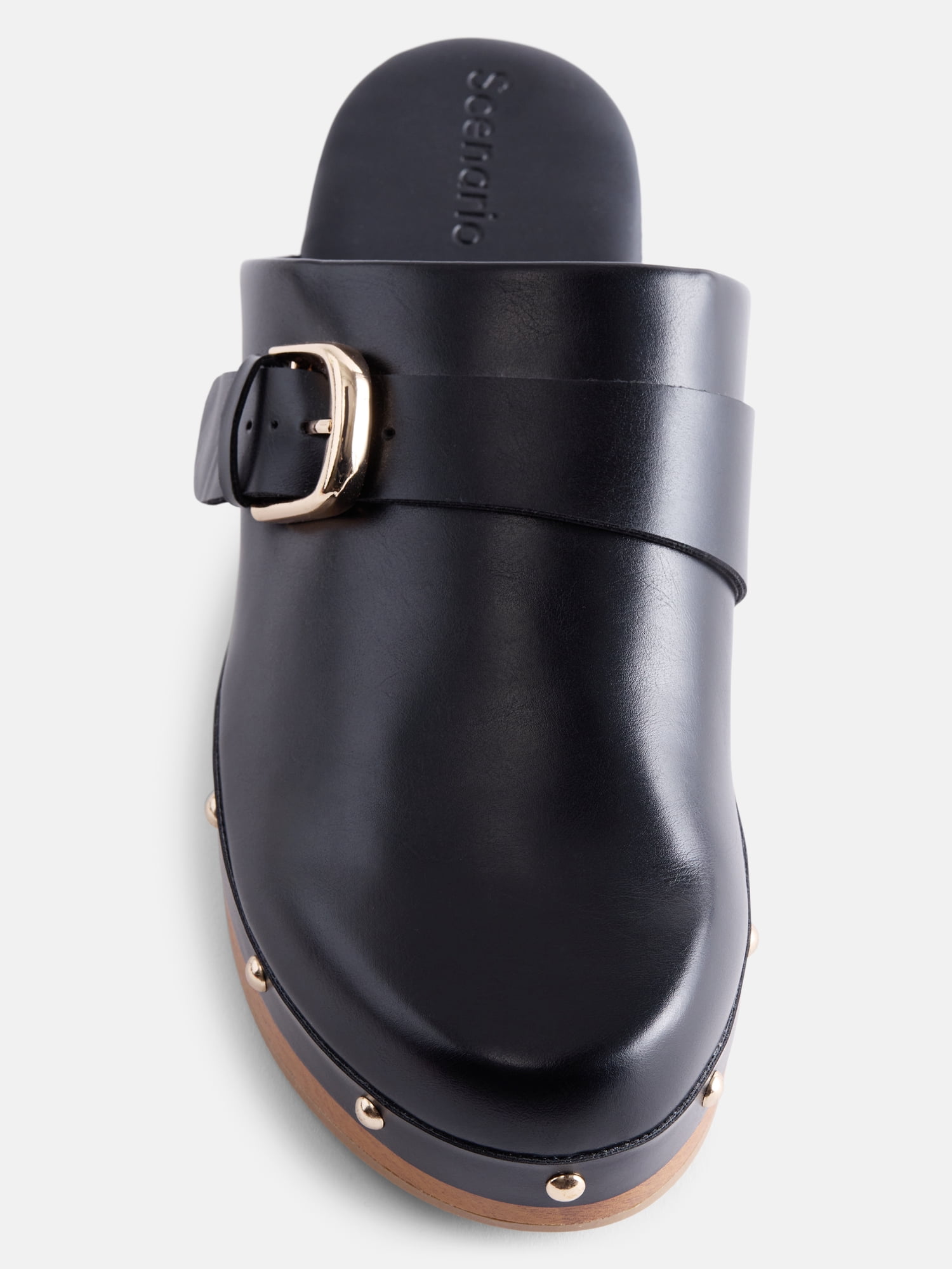Scenario Women's Studded Faux Leather Platform Clogs