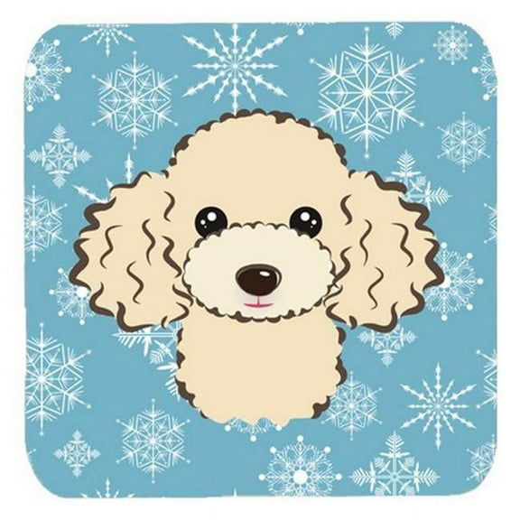 Snowflake Buff Poodle Foam Coasters, Set Of 4
