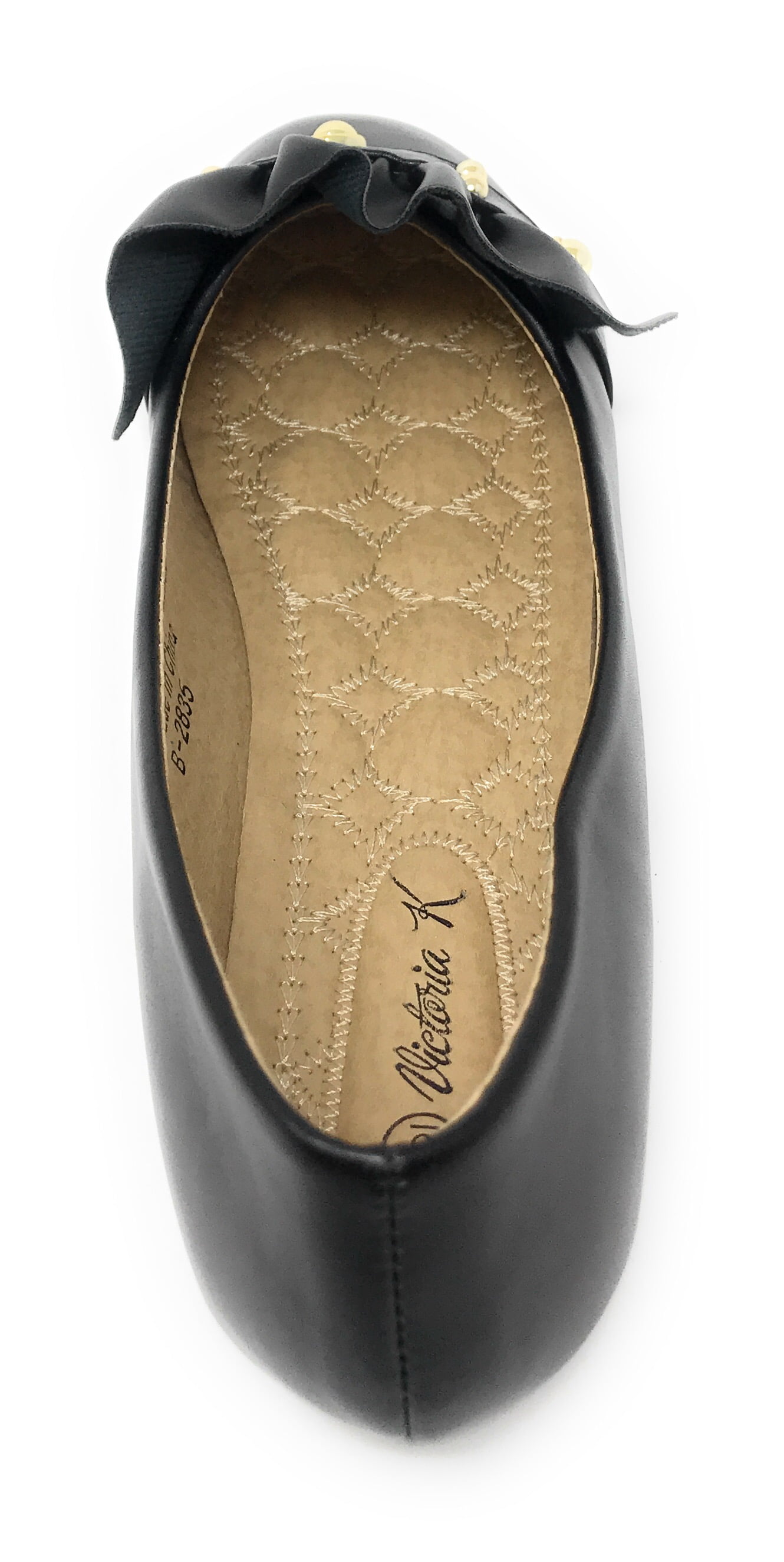 Victoria K Women's Ruffle With Gold studs Ballerina Flats