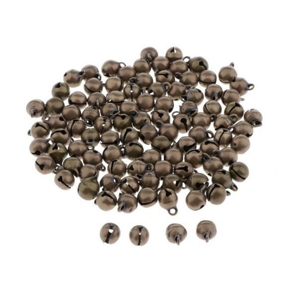 100 Pieces of Small Bells for Handicrafts, Mini Metal Bells Bells - Antique Bronze 6mm, 6mm 8mm