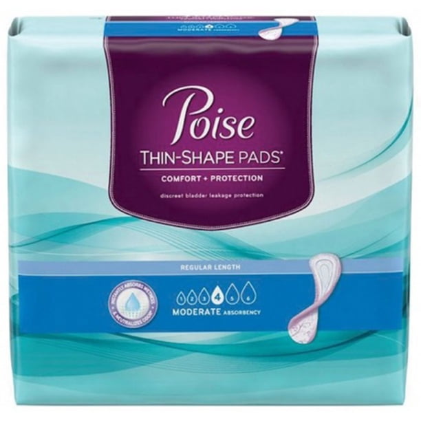 Poise ThinShape Female Bladder Control Pad Moderate Absorbency AbsorbLoc Disposable 10.1 Inch